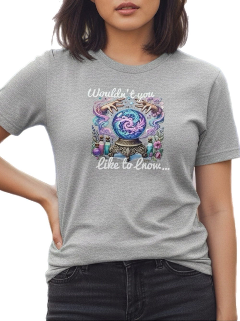 The Blind Medium | Heather Grey Graphic T Pastel Magic Crystal Ball Gypsy Vibes